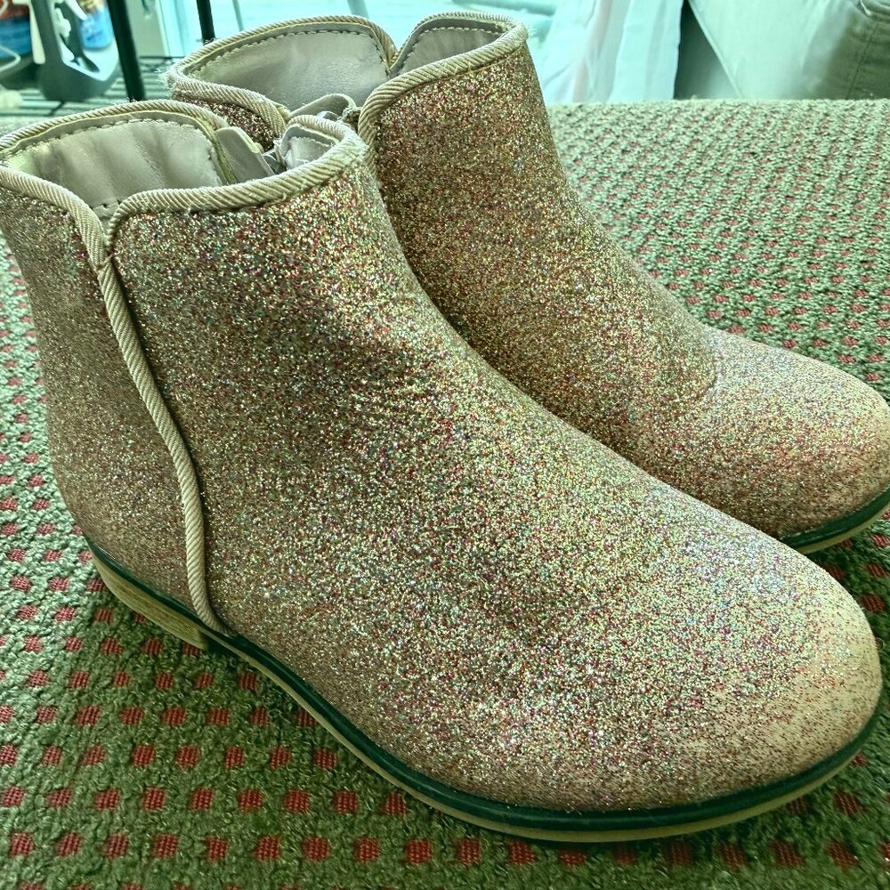 Cat & Jack Girls Size 8 Toddler Pink Glitter Ankle Booties PreLoved